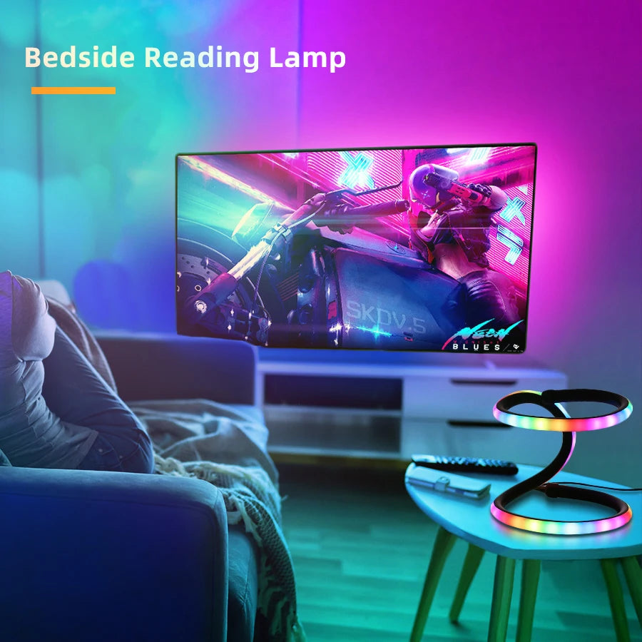 RGB LED Corner Floor Lamp with Remote, USB Powered Inches Adjustable Height, Aluminum & Plastic Black Mood Lighting, Detachable
