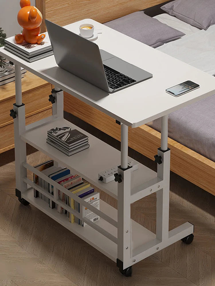 Small Office Desk Adjustable Height Side Mobile Stand Up Desk with Wheels Portable Rolling Desks Laptop Computer Bedside