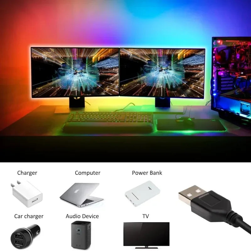 RGB LED Light Strip with Remote Control for Gaming Setups