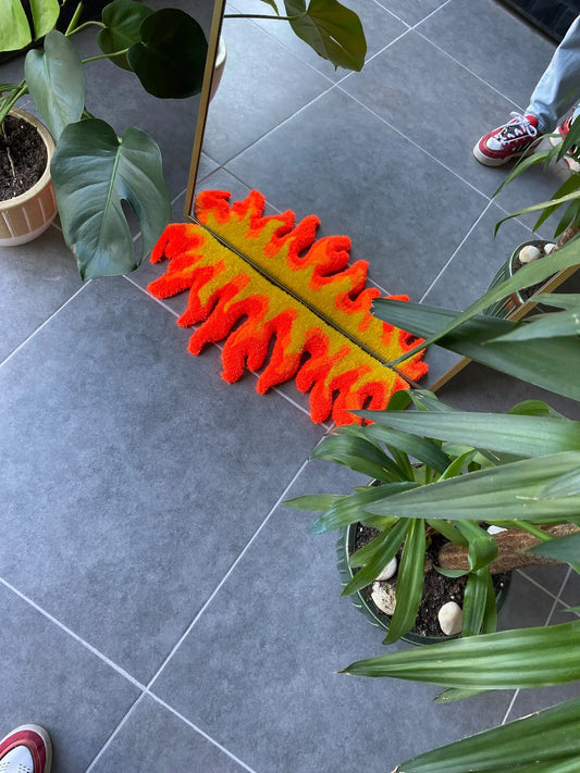 Abstract Flame Tufted Accent Rug