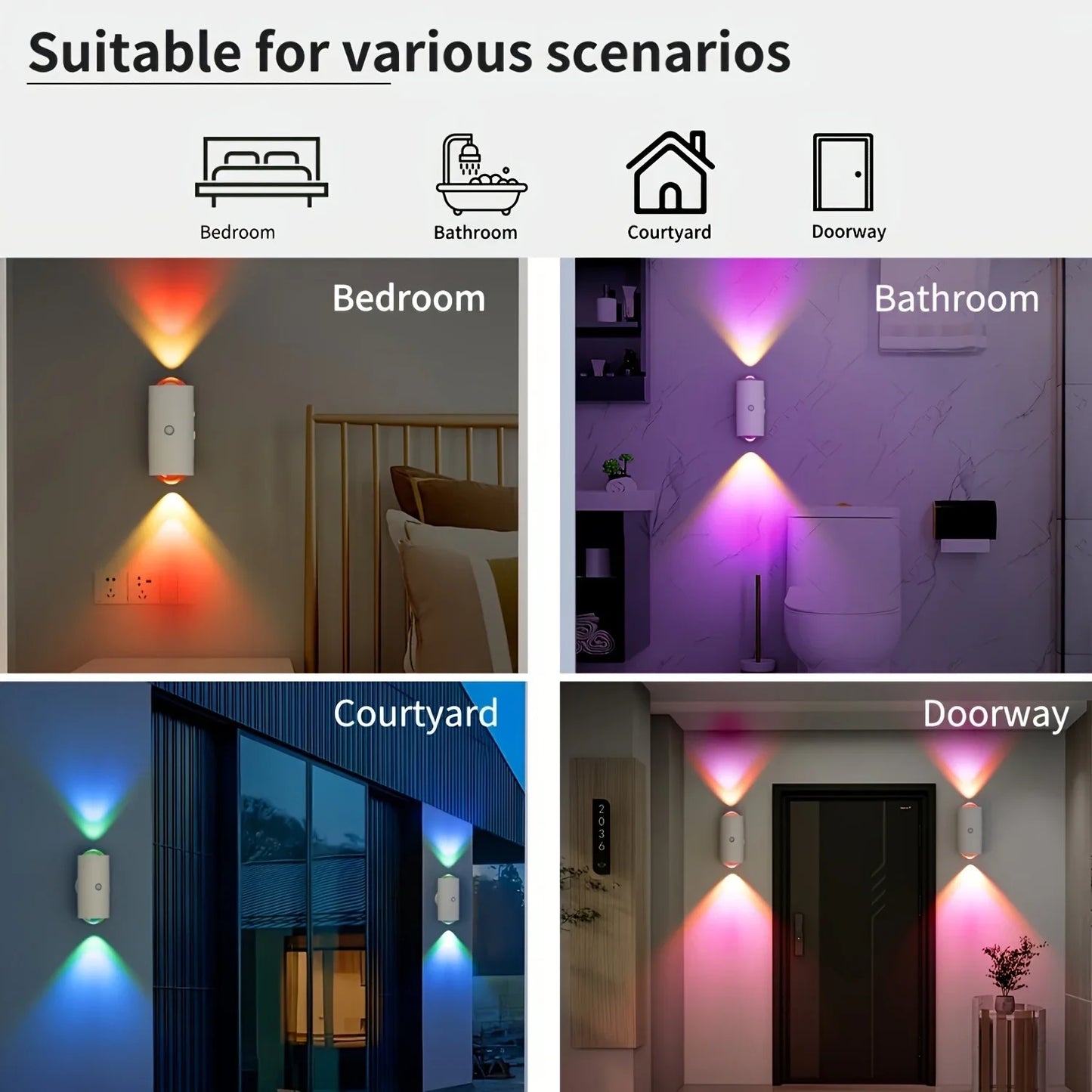 RGB LED Night Light with Motion Sensor Rechargeable Wall Lamp Gradient Ambient Light Dimmable Indoor Light Magnetic Step Lamp