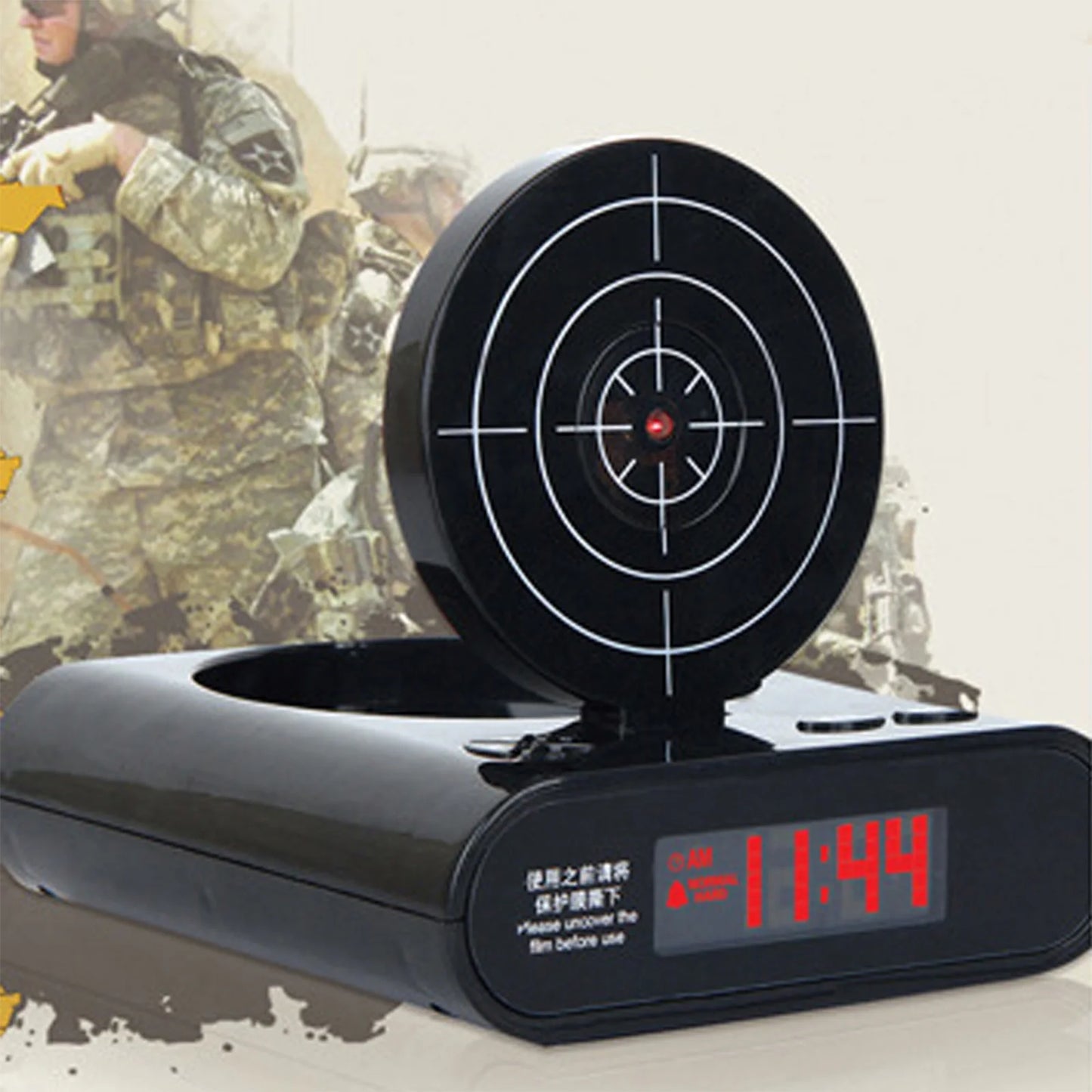 Target Shooting Alarm Clock – LED Display, 2 Alarm Modes, Infrared Gun