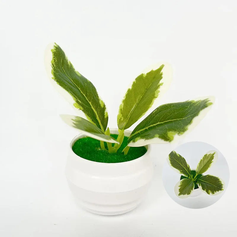 Artificial green plants, office desk decorative plants, bonsai, artificial flowers, and creative accessories in 4 small pots