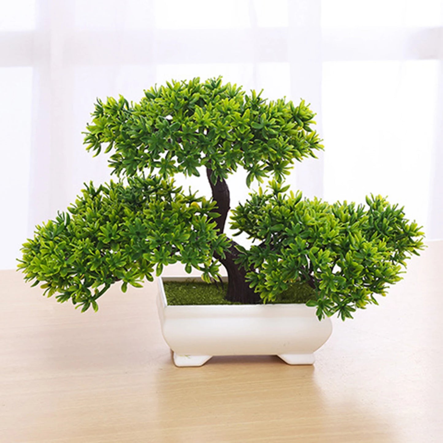 Artificial Bonsai Tree Centerpiece Desk Decoration Potted Japanese Pine Tree for Shelf Bathroom Living Room Farmhouse Bedroom