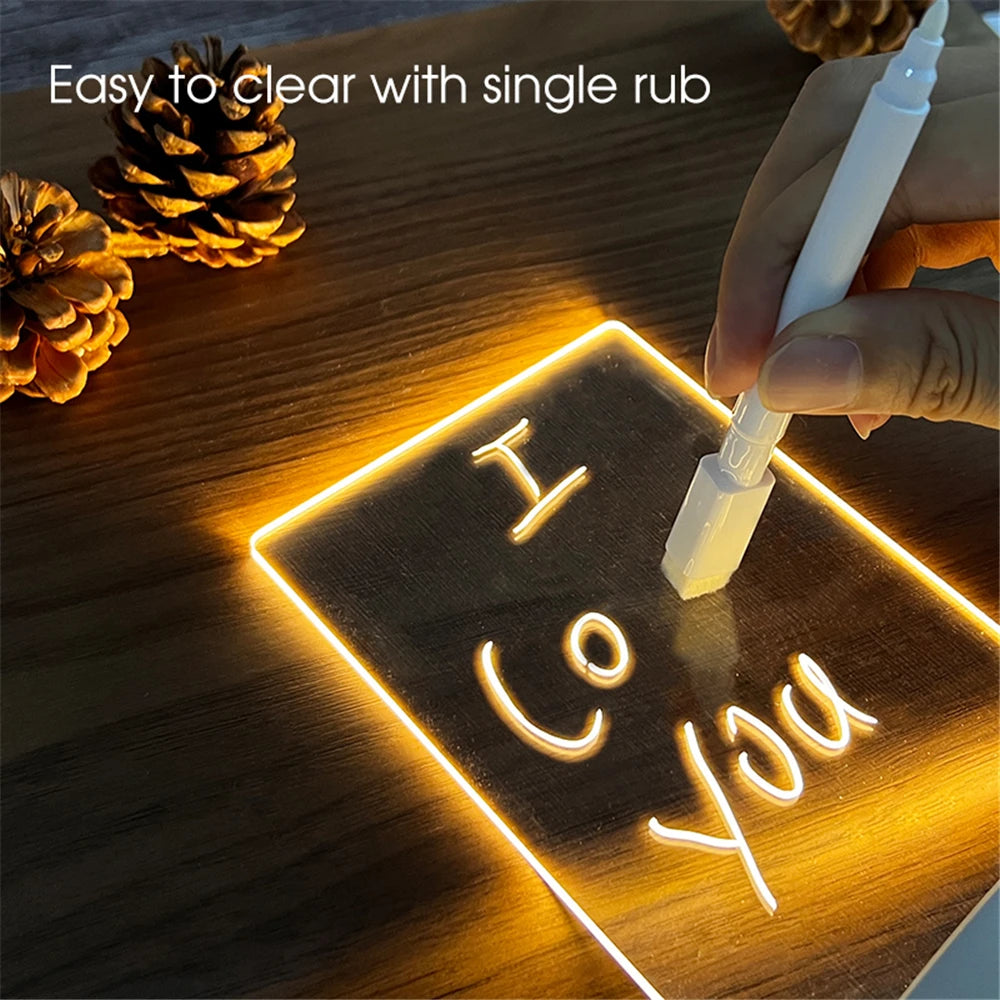LED Acrylic Night Light – Erasable Message Board & Calendar