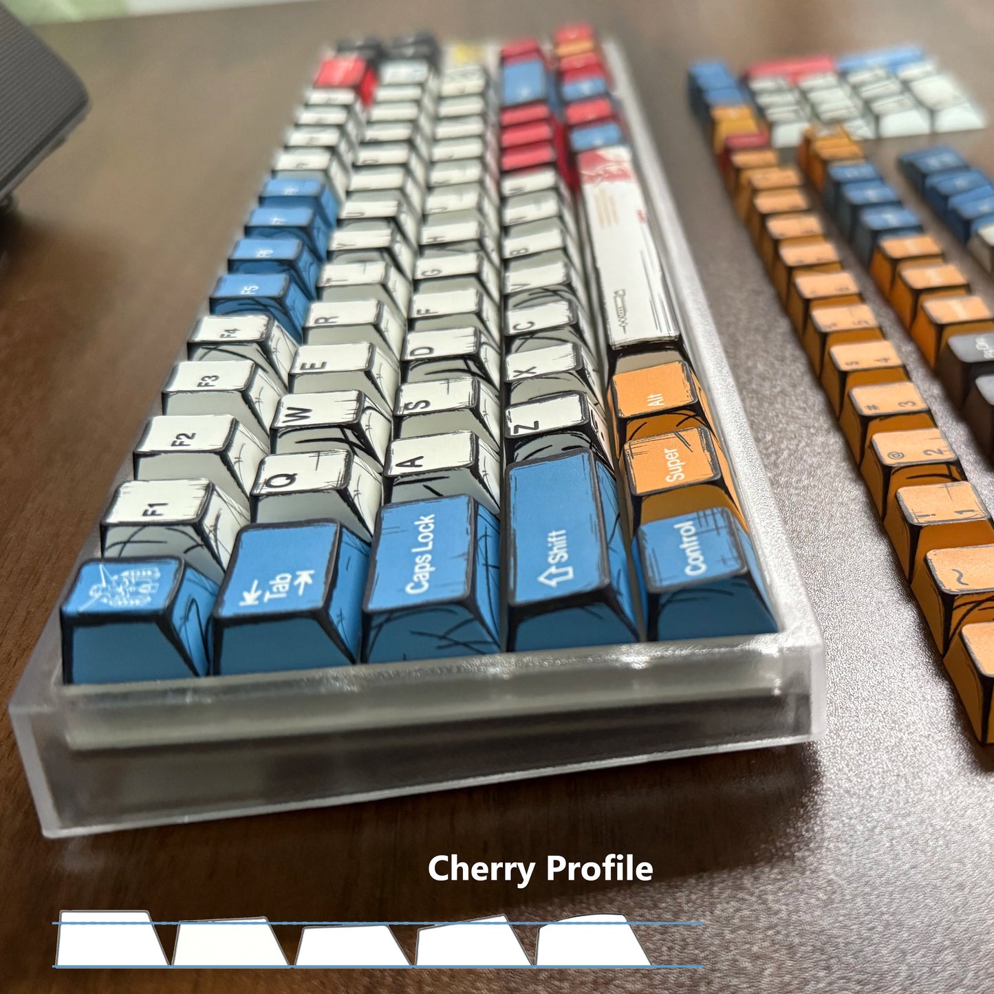 Comic Keycaps Set – Cherry Profile PBT, Red Blue White