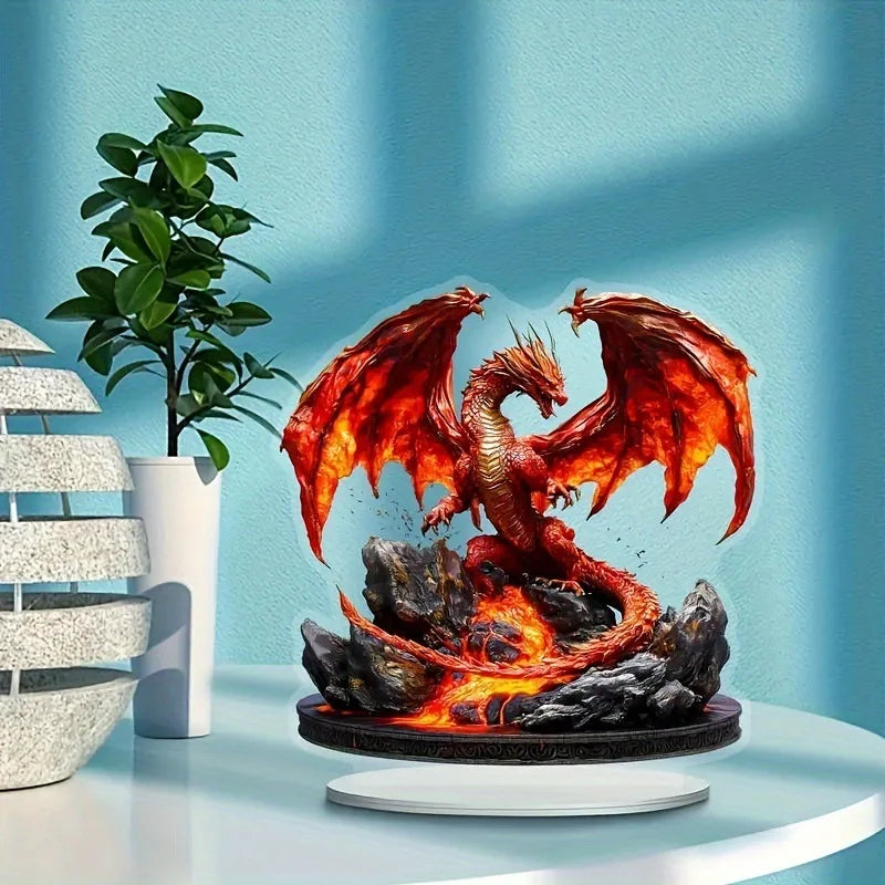 Red Dragon Acrylic Desk Decoration: Multi-Purpose Home Décor - Suitable for Living Room, Study, Bedroom, and as a Gift