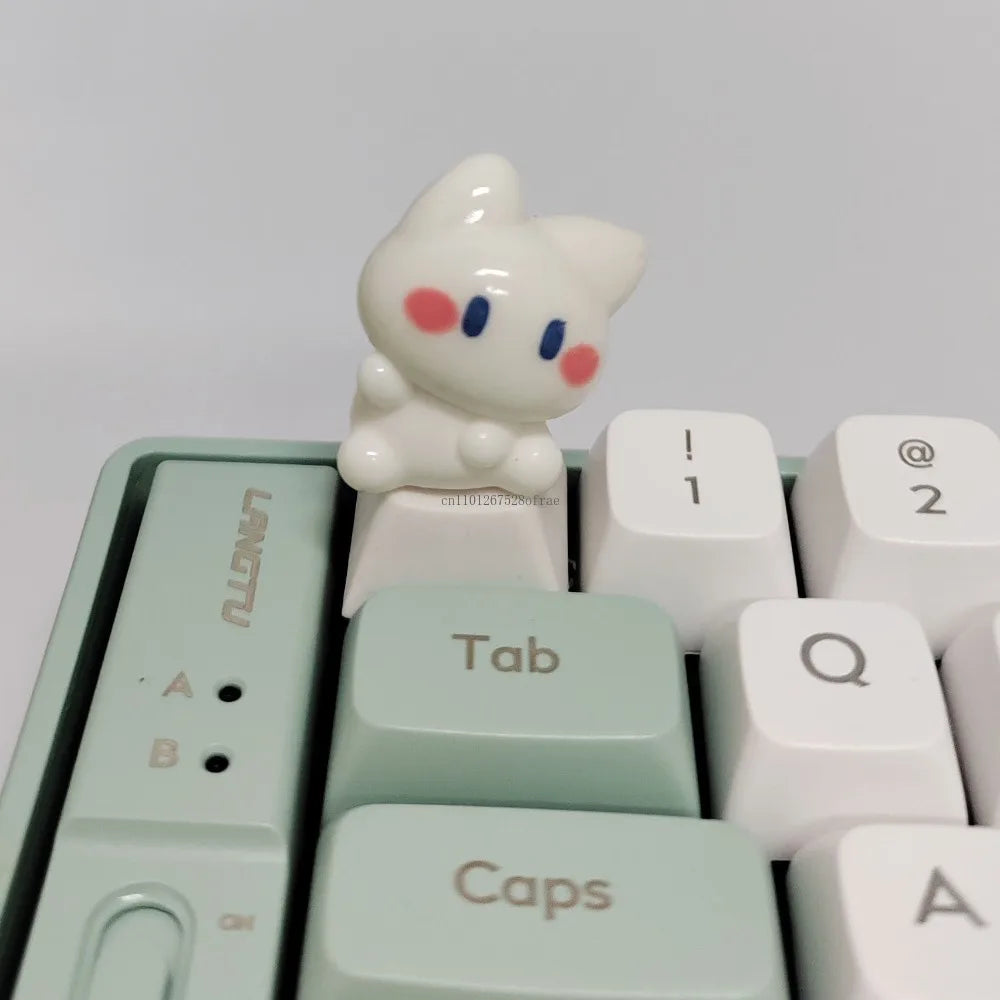 Kawaii White Cat ESC Keycap – Cherry Profile, Cross Axis