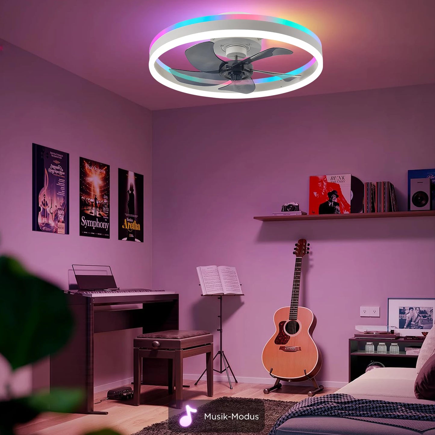 50CM RGB Ceiling Fan with LED Light – 6 Speeds, Remote Control