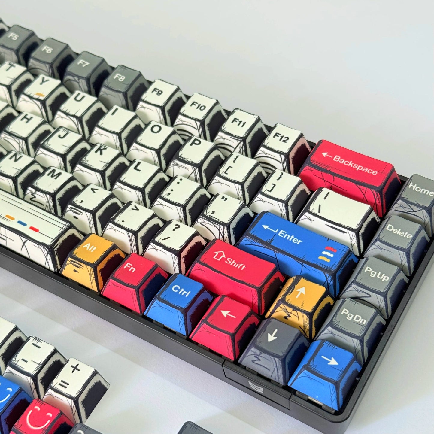 Comic Keycaps Set – Cherry Profile PBT, Red Blue White