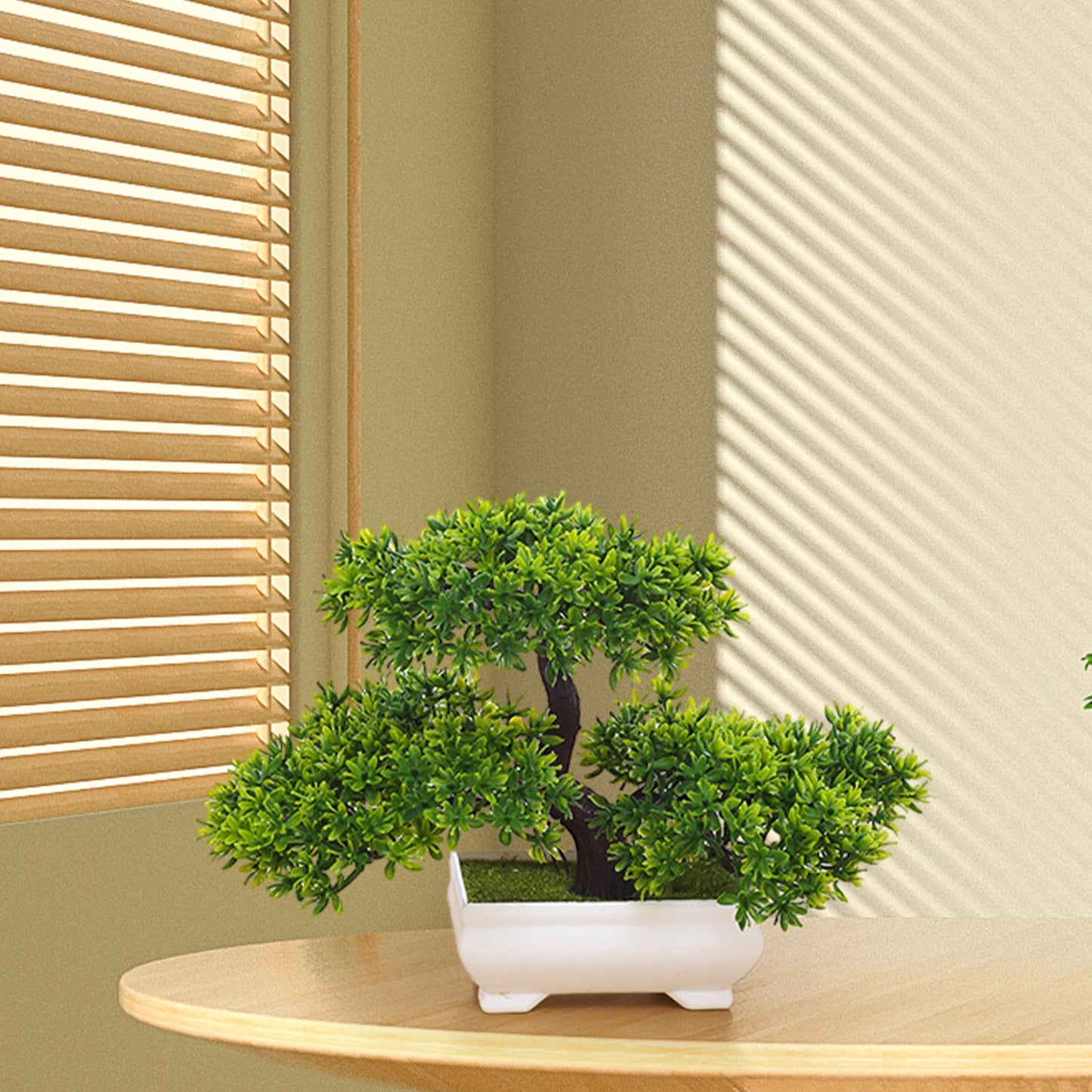Artificial Bonsai Tree Centerpiece Desk Decoration Potted Japanese Pine Tree for Shelf Bathroom Living Room Farmhouse Bedroom