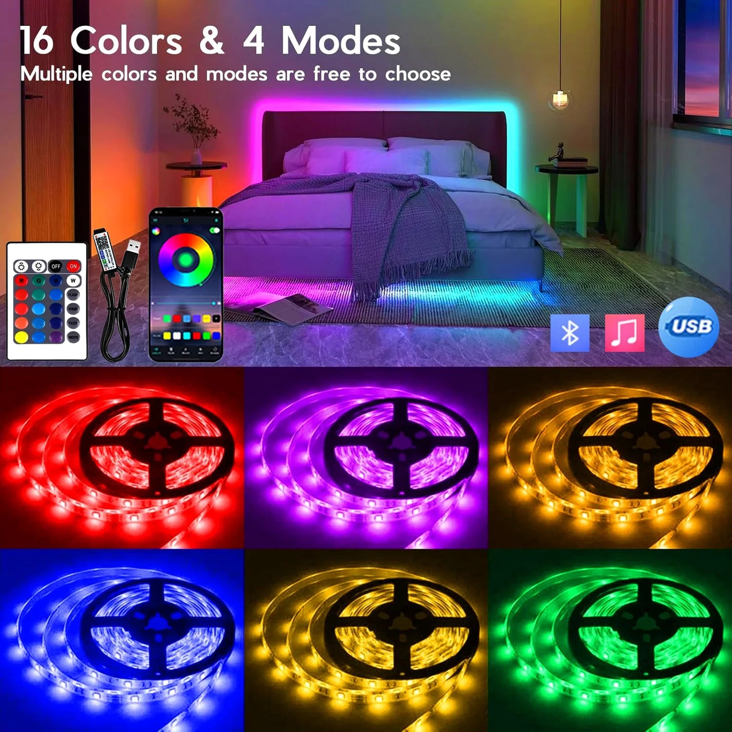RGB LED Light Strip with Remote Control for Gaming Setups