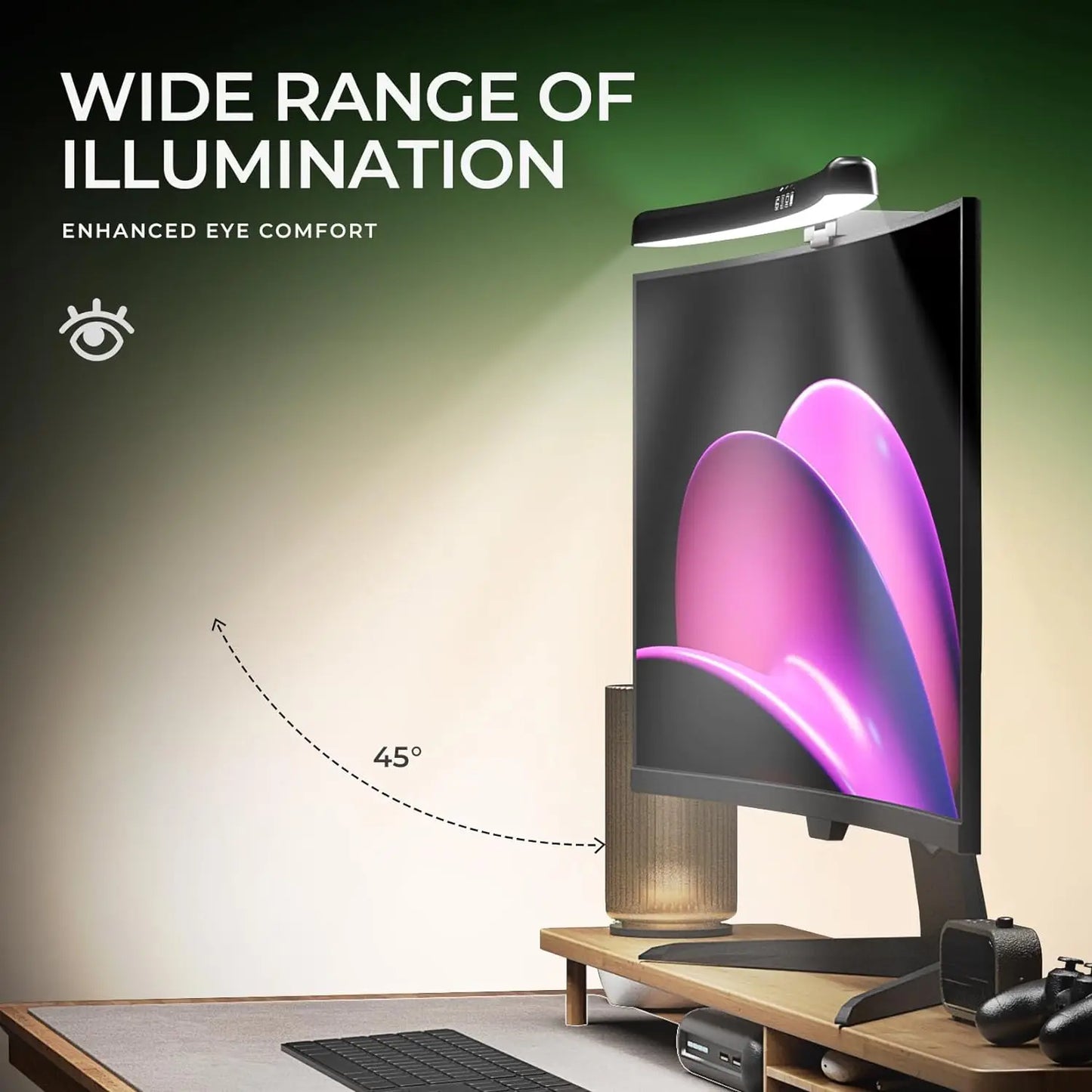 Curved Monitor Light Bar – RGB Backlight, 3 Color Temps, USB-C