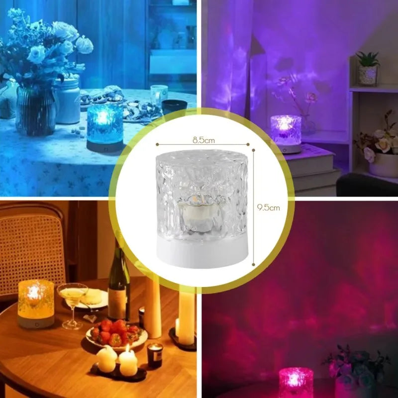 RGB 16 Colors Water Ripple Atmosphere Light Remote Control Dynamic Flame Starry Sky Romantic Bedroom Decor Projection Night Lamp