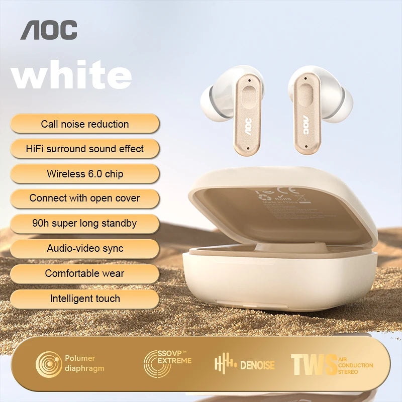 Wireless Bluetooth 6.0 Earbuds with ANC Noise Cancellation, Voice Assistant, Type-C Charging, 13mm Drivers, Music & Game Mode,