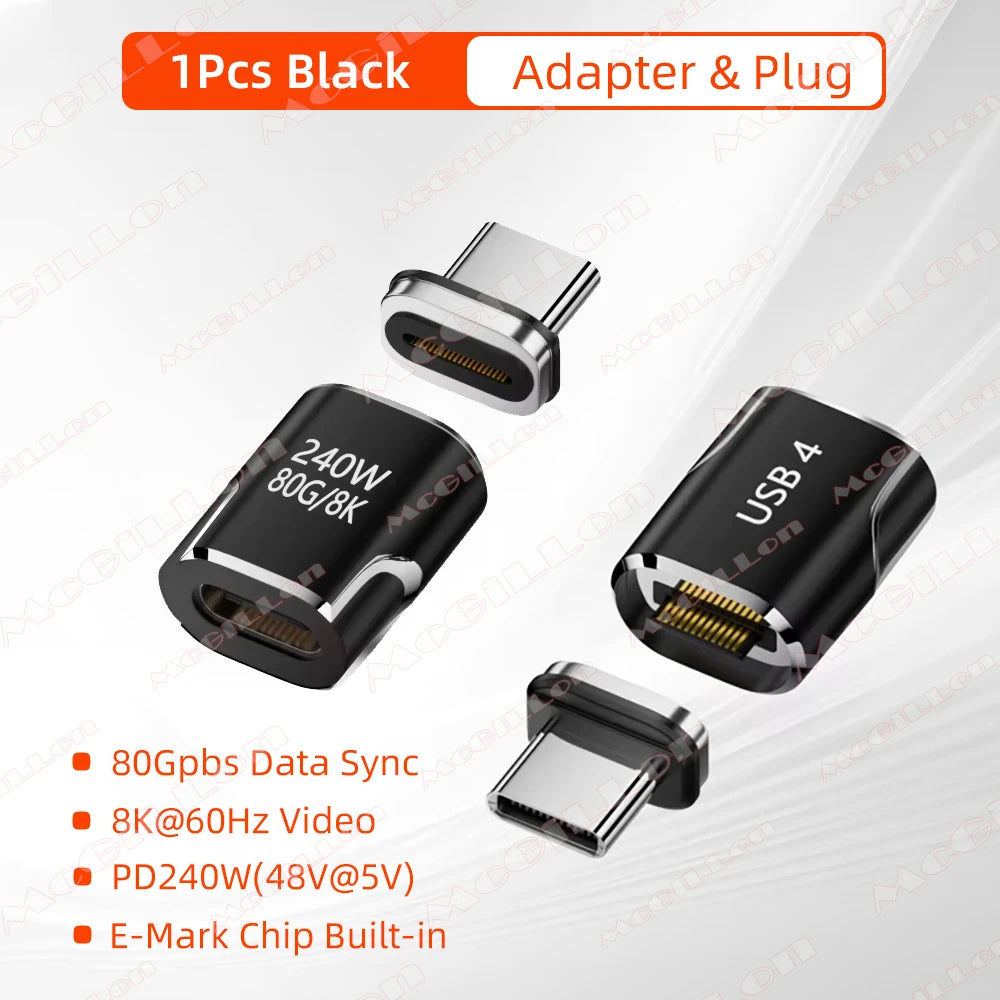 USB4 Magnetic Adapter 240W 80Gbps Thunderbolt 5/4 USB-C Converter | 8K 60Hz