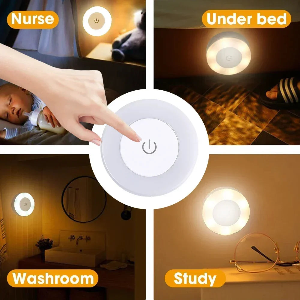 Portable USB Rechargeable LED Night Light – Touch Switch