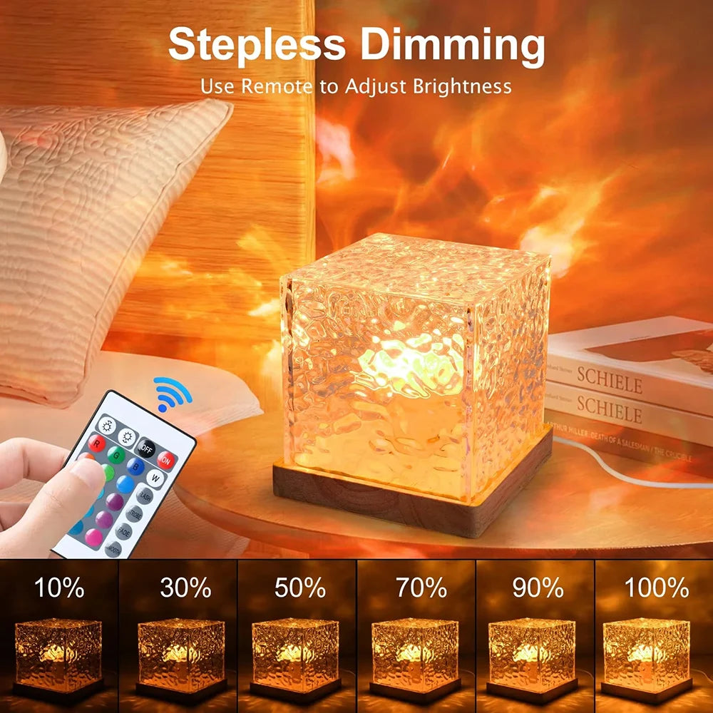 RGB16 Color Water Ripple Ambient Light, Bedroom Light and Shadow Atmosphere, Rotating Table Lamp, Bedside Night Light