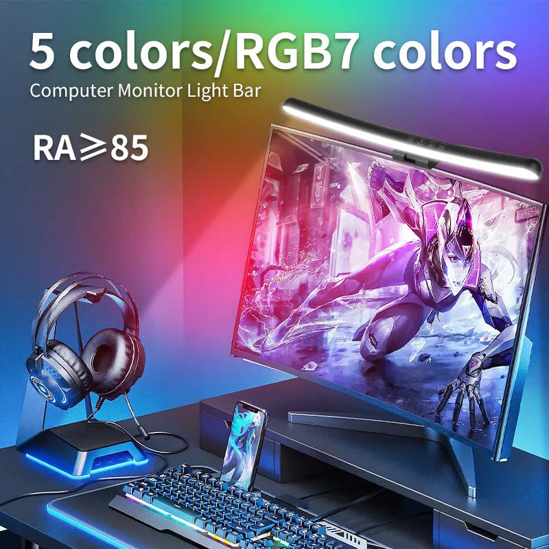 Curved Monitor Light Bar – RGB Backlight, 3 Color Temps, USB-C