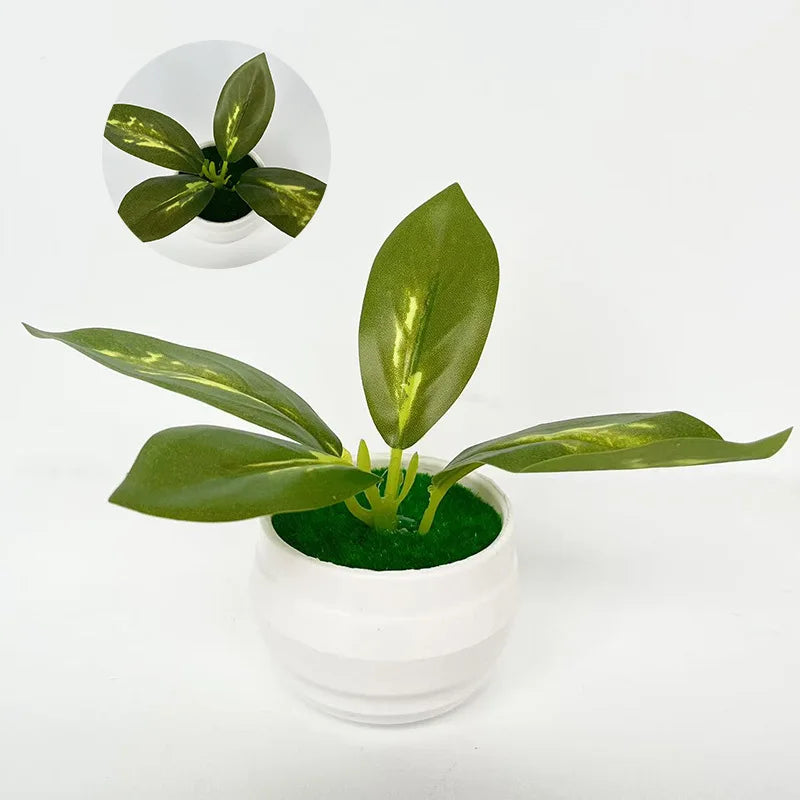 Artificial green plants, office desk decorative plants, bonsai, artificial flowers, and creative accessories in 4 small pots