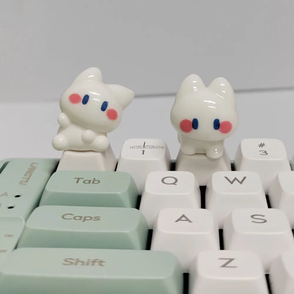 Kawaii White Cat ESC Keycap – Cherry Profile, Cross Axis