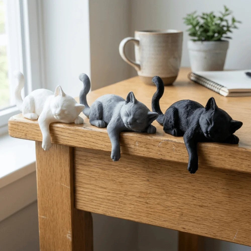 Unique Cute Desk Cat Decorations 3D Printed Creative Decorative Cat Statues Funny Cat Statues Crafts Desktop Use