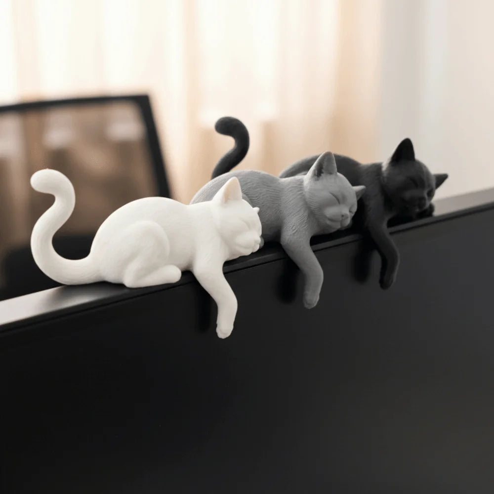 Unique Cute Desk Cat Decorations 3D Printed Creative Decorative Cat Statues Funny Cat Statues Crafts Desktop Use