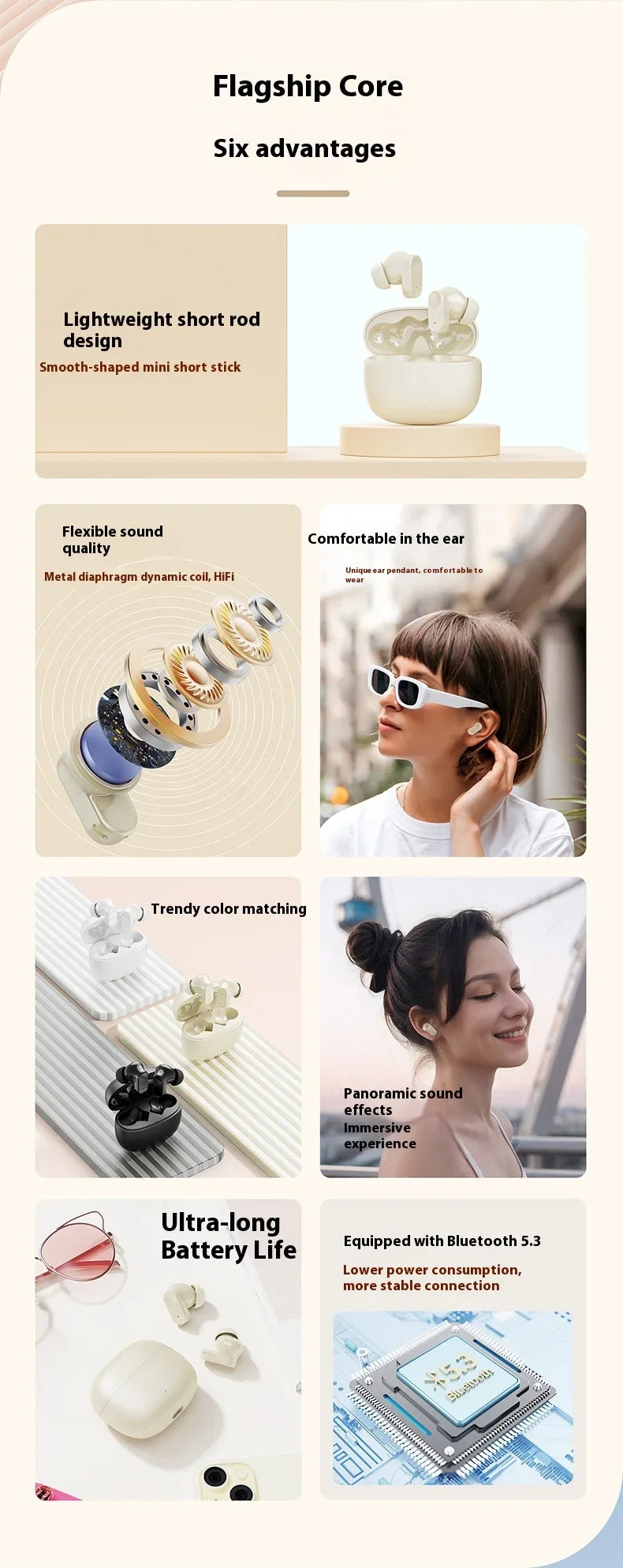 Lightweight Waterproof In-Ear Earbuds Comfort Fit Portable Design Enhanced Sound for Sports Daily Use Ergonomic Wearing
