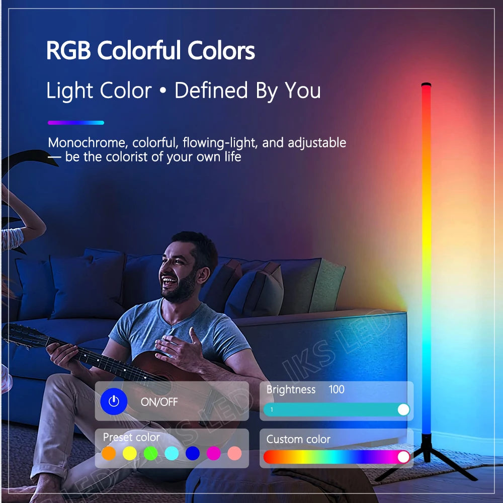 RGB LED Floor lamp 120CM  Modern Corner Floor Light Atmospheric Standing Light Indoor Home Decor Smart APP Remote Control