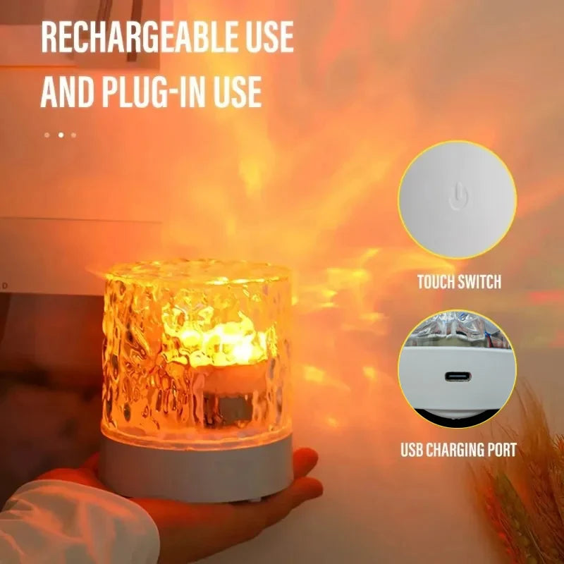 RGB 16 Colors Water Ripple Atmosphere Light Remote Control Dynamic Flame Starry Sky Romantic Bedroom Decor Projection Night Lamp