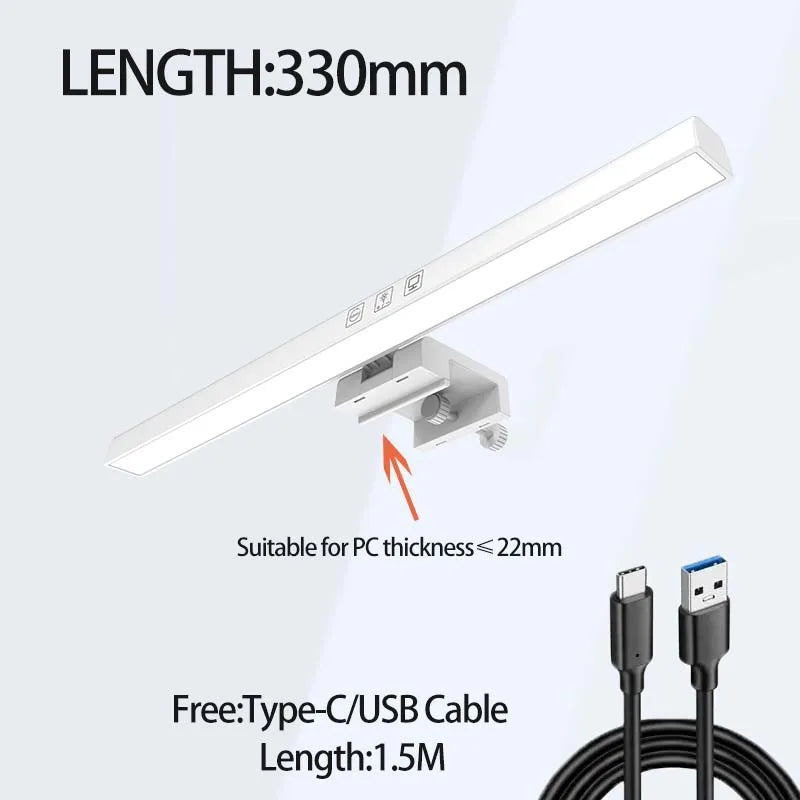 LED Monitor Light Bar – 3 Color Temps, Dimmable, Eye Protection