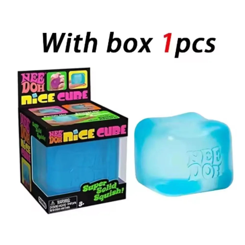 NeeDoh Nice Cube Sensory Fidget Toy Squishy Toys for Adults, Desktop Sensory Cube for Anxiety Relief and Focus Enhancement