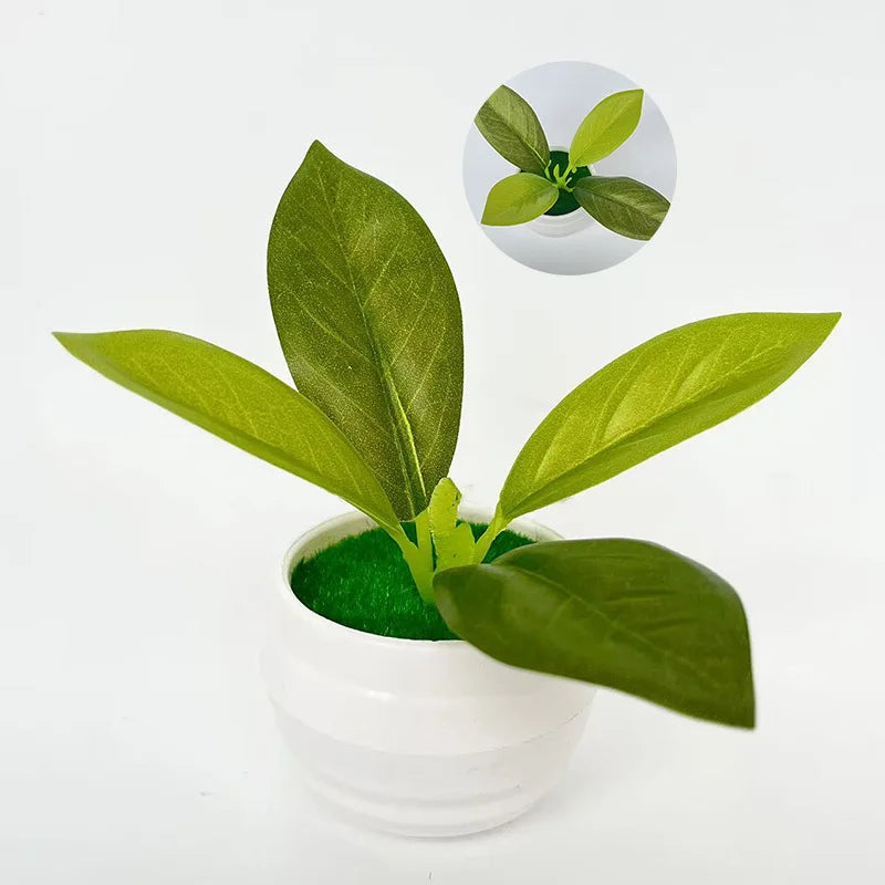 Artificial green plants, office desk decorative plants, bonsai, artificial flowers, and creative accessories in 4 small pots