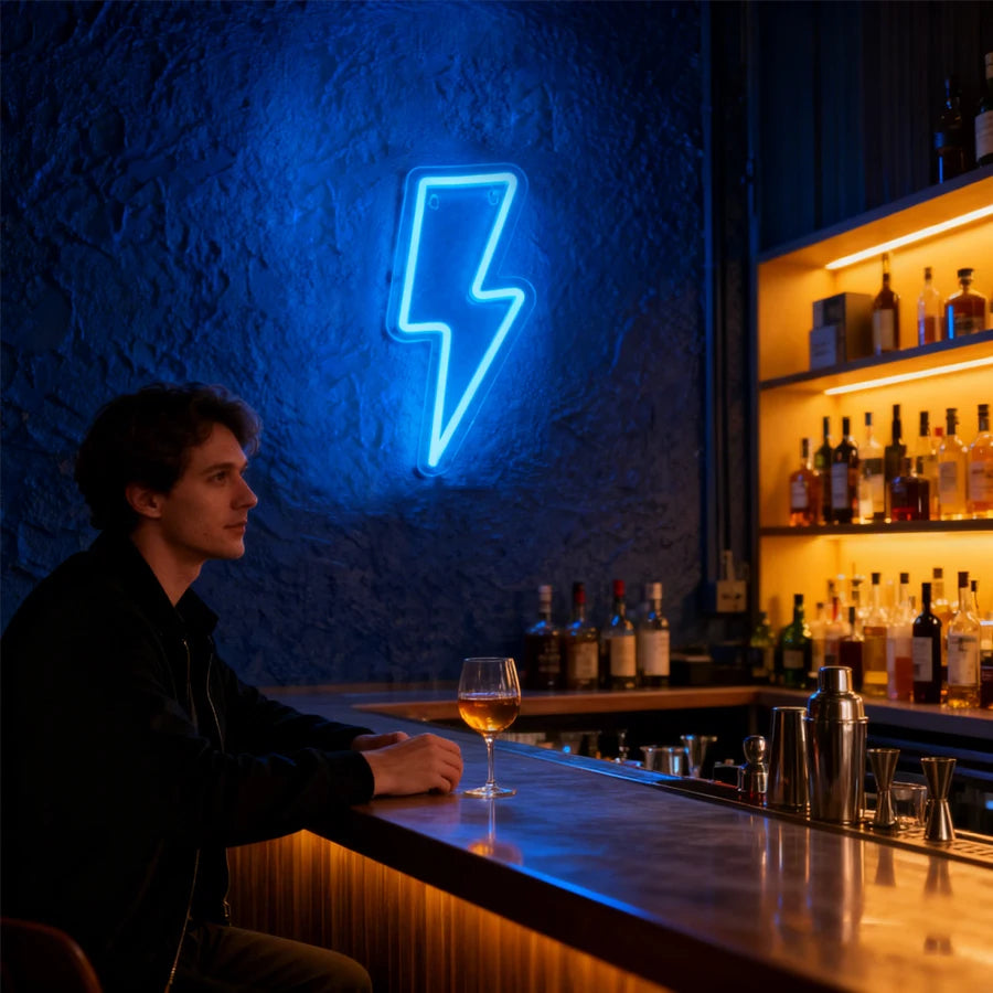 Neon Signs Lightning Bolt Neon Light Sign for Wall Decor,USB Led  Neon Sign for Bedroom, Birthday, Party, Wedding Decorations