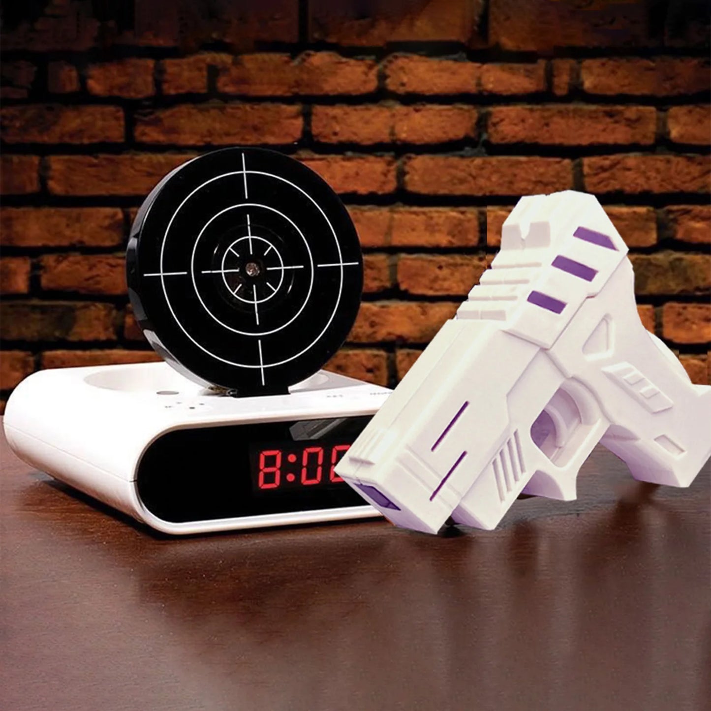 Target Shooting Alarm Clock – LED Display, 2 Alarm Modes, Infrared Gun
