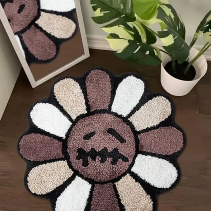 Tufted Sunflower Carpet Bathroom Aesthetic Antislip Area Rug Jack Cactus Flower Mat Bedroom Rug Living Room Decoration Ornament