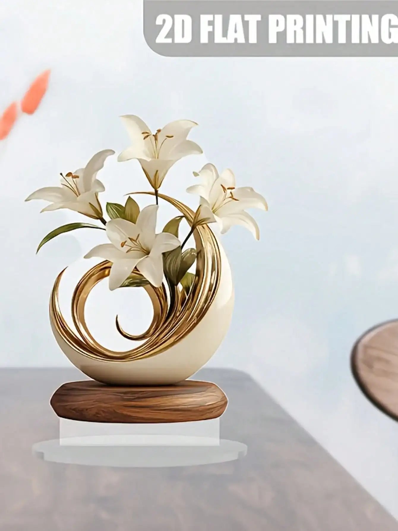 Floral Desktop Decoration Ornament 20x20cm Acrylic 2D Flat Home Decor Easy Install Practical Flower Desk Accessory