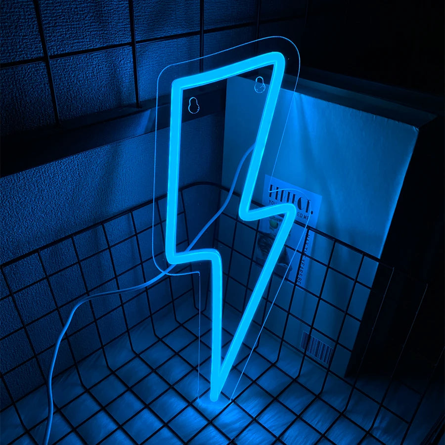 Neon Signs Lightning Bolt Neon Light Sign for Wall Decor,USB Led  Neon Sign for Bedroom, Birthday, Party, Wedding Decorations