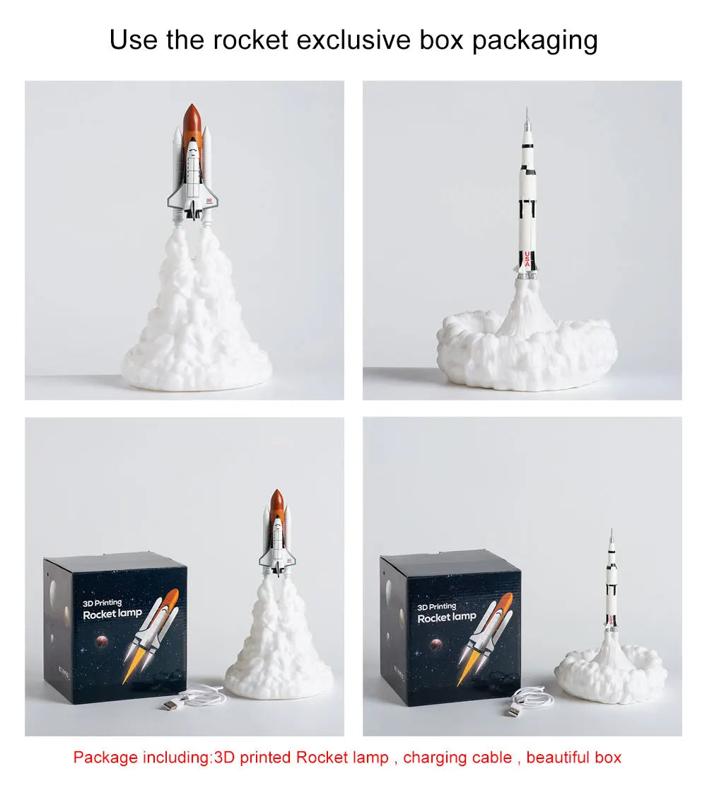 Newest Dropship 3D Print Saturn V Lamps Rechargeable Night Light Apollo 5 for Moon Land Space Lover As Room Decoration