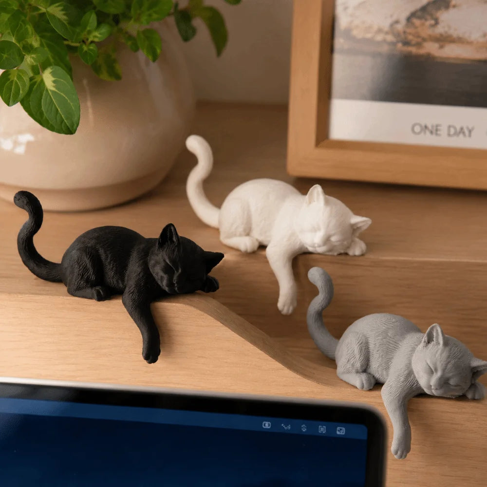 Unique Cute Desk Cat Decorations 3D Printed Creative Decorative Cat Statues Funny Cat Statues Crafts Desktop Use