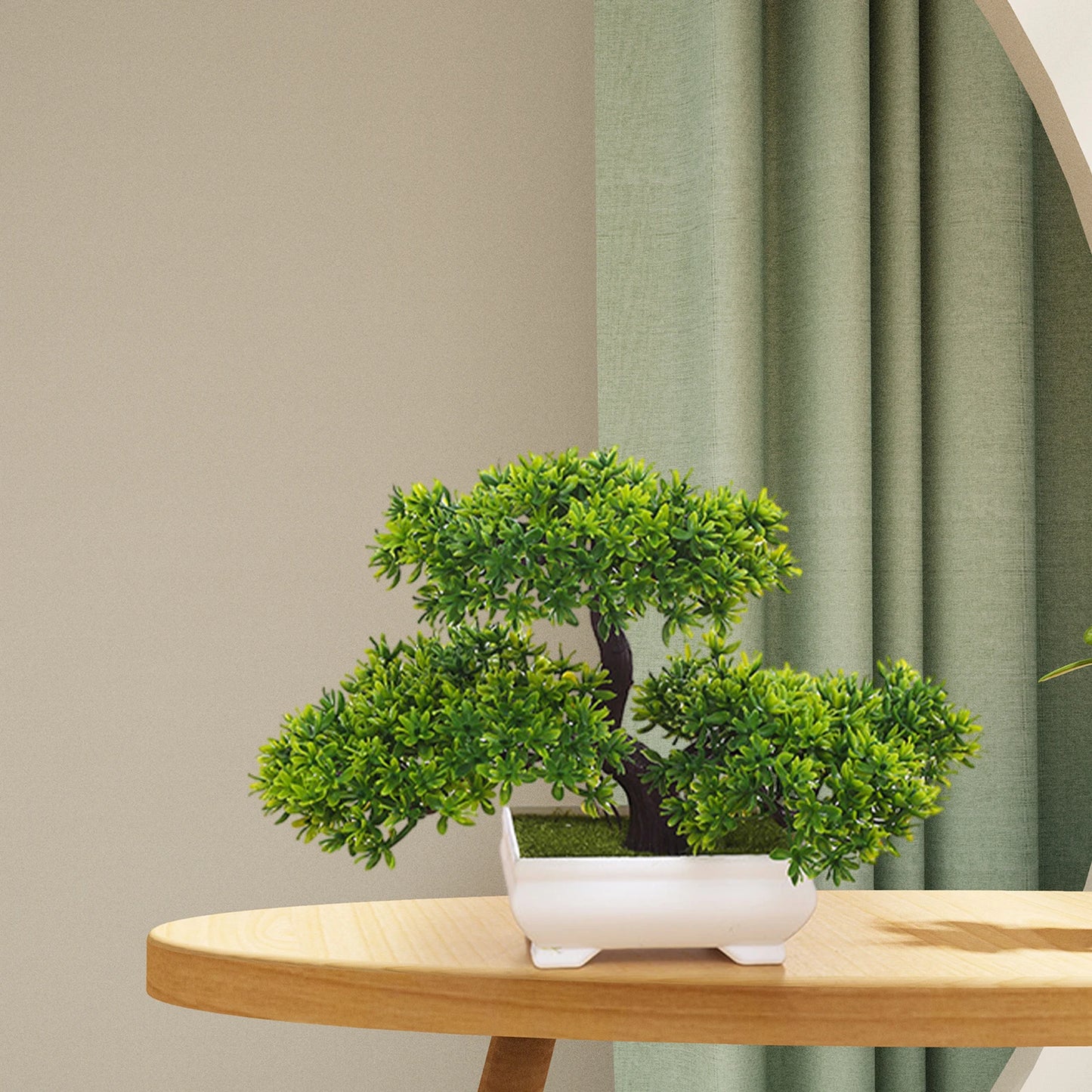 Artificial Bonsai Tree Centerpiece Desk Decoration Potted Japanese Pine Tree for Shelf Bathroom Living Room Farmhouse Bedroom