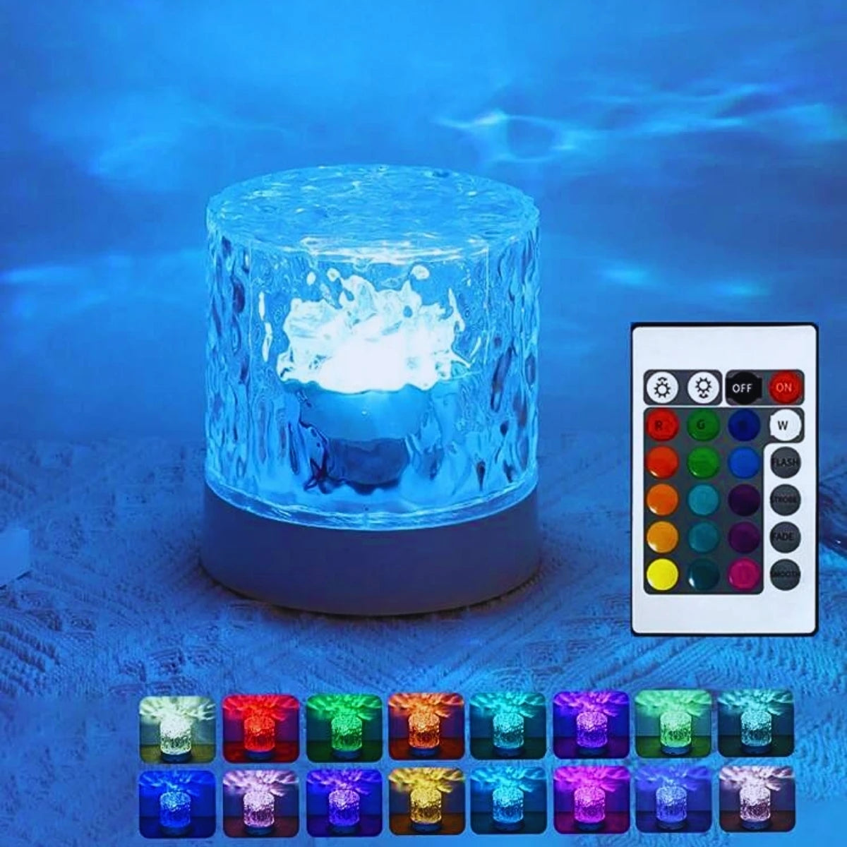 RGB16 color water ripple ambient light, bedroom light and shadow atmosphere, rotating table lamp, bedside night light