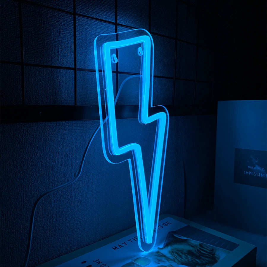 Neon Signs Lightning Bolt Neon Light Sign for Wall Decor,USB Led  Neon Sign for Bedroom, Birthday, Party, Wedding Decorations