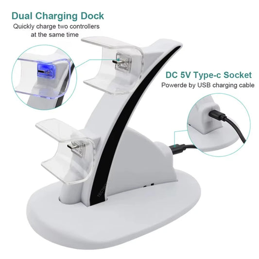 PS5 Dual Controller Charging Dock – Fast USB Type-C Charging Station