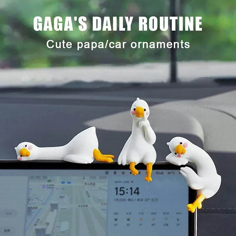 Resin Cartoon Animal Decor For Desk Car Dashboard TV Monitor Gift Idea Cute 3D Duck Figurine Mini Duck Ornament Playful Amagi