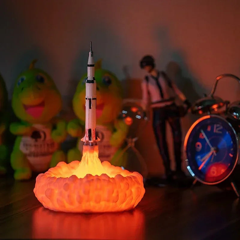 Newest Dropship 3D Print Saturn V Lamps Rechargeable Night Light Apollo 5 for Moon Land Space Lover As Room Decoration