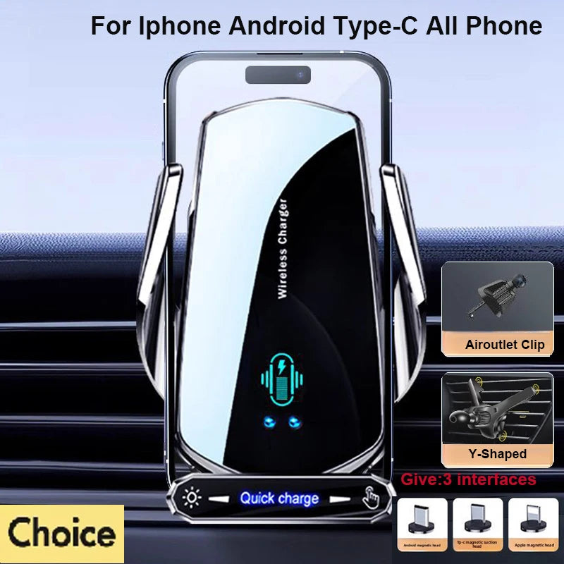 Wireless Charger For Car Mobile Cell Phone Holder Support For Mobile Car Mount Automotive Electric Induction Auto Clamping