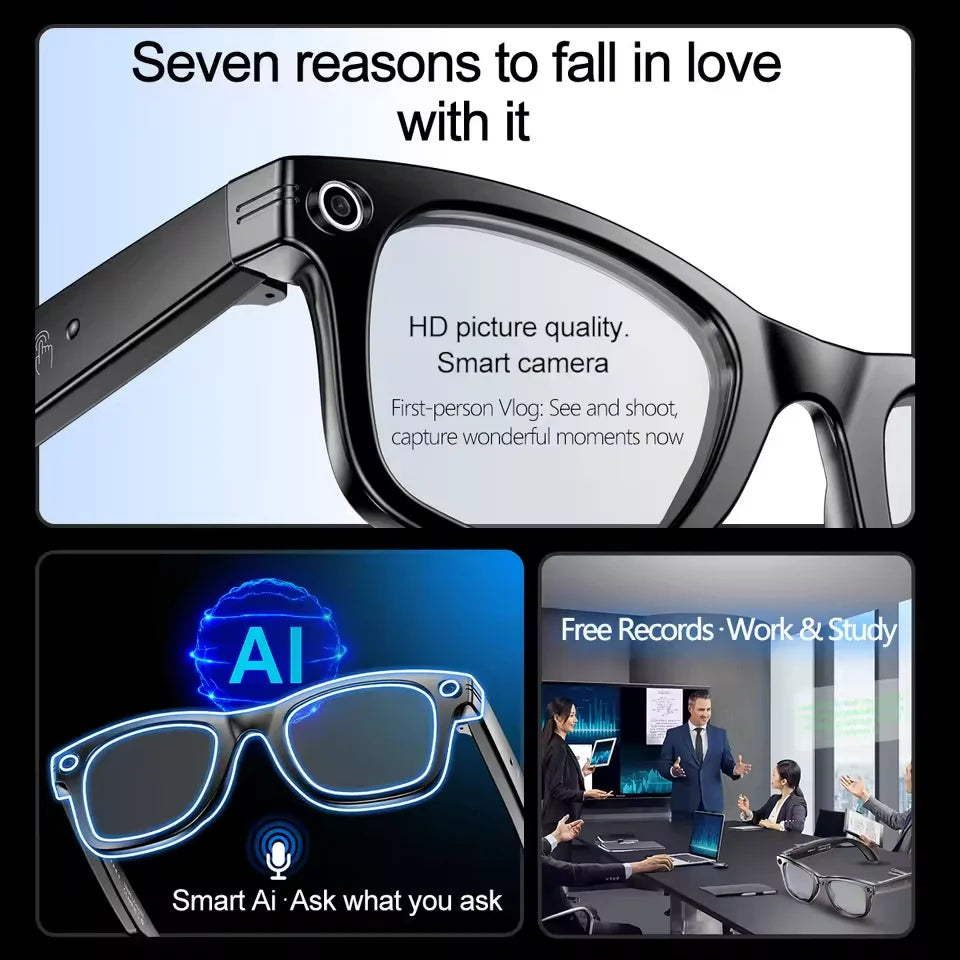 AI Smart Camera Glasses – HD Recording, Translation & Voice Assistant