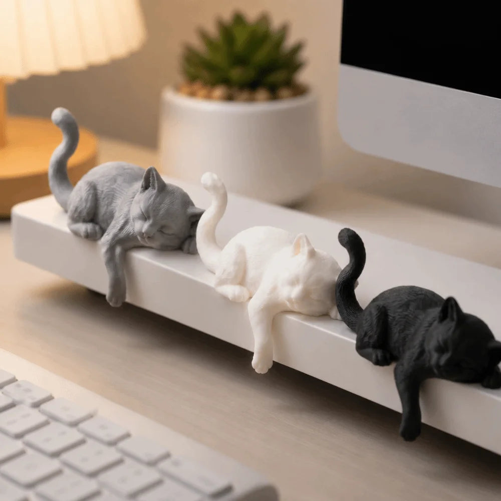 Unique Cute Desk Cat Decorations 3D Printed Creative Decorative Cat Statues Funny Cat Statues Crafts Desktop Use