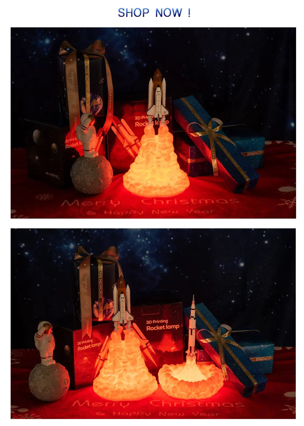 Newest Dropship 3D Print Saturn V Lamps Rechargeable Night Light Apollo 5 for Moon Land Space Lover As Room Decoration